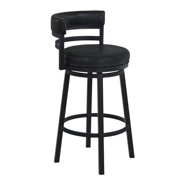 Armen Living Titana 26" Counter Height Metal Swivel Barstool in Ford Black Pu and Black Finish 721535746903 - main